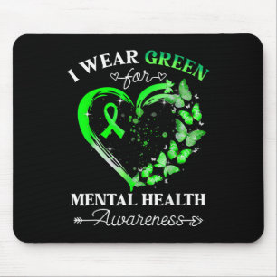 Mental Health Awareness Butterfly Green Ribbon Wom Mousepad