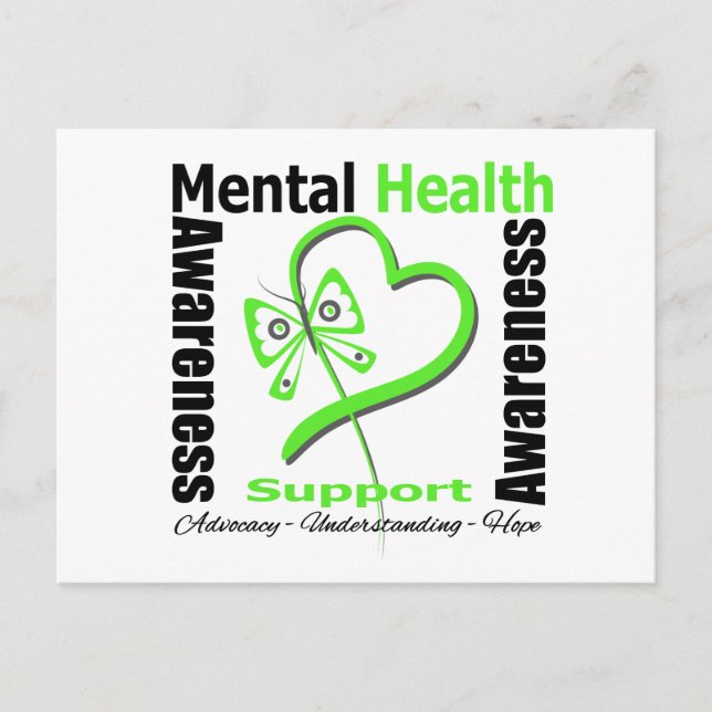Mental Health Awareness Heart Butterfly Band Postkarte (Vorderseite)