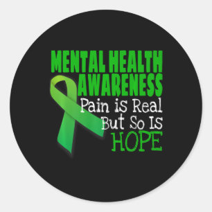 Mental Health Awareness Mental Health Ribbon Runder Aufkleber