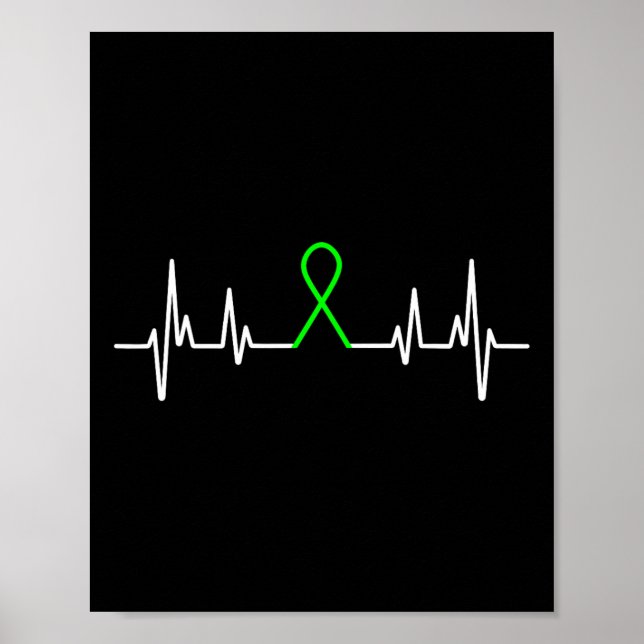 Mental Health Awareness Montag Green Ribbon Heartb Poster (Vorne)