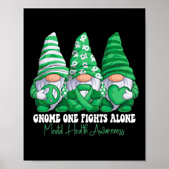 Mental Health Awareness Month Green Ribbon Gnomes Poster (Vorne)