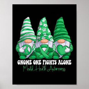 Mental Health Awareness Month Green Ribbon Gnomes Poster