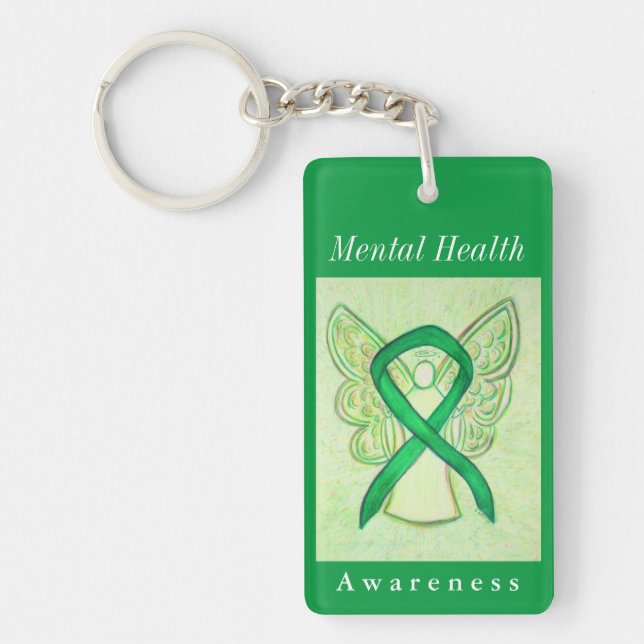 Mental Health Awareness Ribbon Angel Art Schlüssel Schlüsselanhänger (Vorderseite)