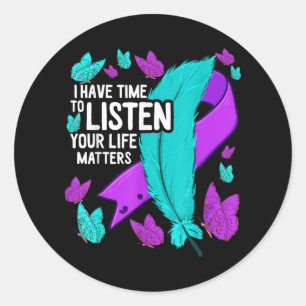 Mental Health Awareness Suicide Prevention Ribbon Runder Aufkleber