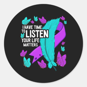 Mental Health Awareness Suicide Prevention Ribbon Runder Aufkleber