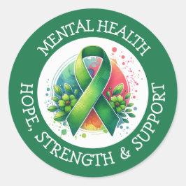 Mental Health Awareness - Support Strength Support Runder Aufkleber