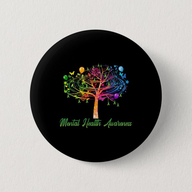 Mental Health Awareness Tree Button (Vorderseite)