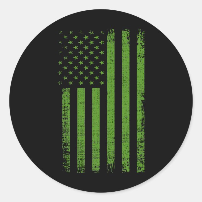 "Mental Health Awareness USA Flag Green" Runder Aufkleber (Vorderseite)