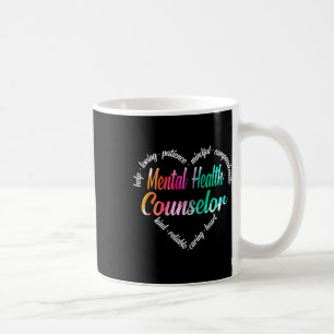 Mental Health Berater Herz Wortwolke Wasserfarbe Kaffeetasse
