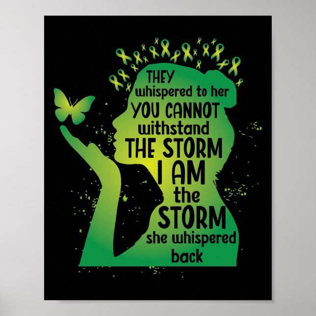 Mental Health Green Ribbon Butterfly Poster (Vorne)