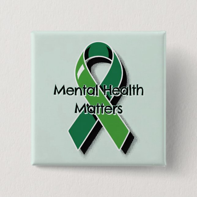 Mental Health Matters Pop Art Green Ribbon Button (Vorderseite)