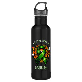 Mental Health Matters Pop Art Green Ribbon Edelstahlflasche