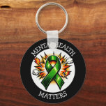 Mental Health Matters Pop Art Green Ribbon Schlüsselanhänger<br><div class="desc">Keychain to help spread awareness for mental health awareness. A pop art comic style green awareness ribbon with the quote,  "Mental health matters."</div>