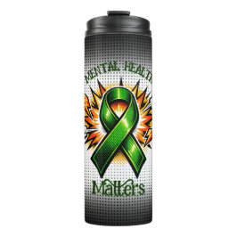 Mental Health Matters Pop Art Green Ribbon Thermosbecher