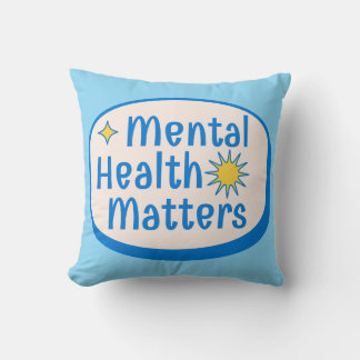 Mental Health Matters Quote - Modern Blue & Yellow Kissen