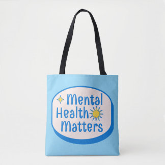 Mental Health Matters Quote - Modern Blue & Yellow Tasche