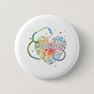 Mental Health Nurcol Watercol Liebe Herz Scrub Ste Button