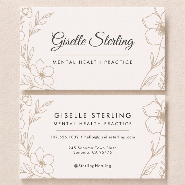 Mental Health Practice Botanical Floral  Visitenkarte (Von Creator hochgeladen)