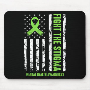 Mental Health Ribbon US-Flagge Wir tragen grüne Me Mousepad