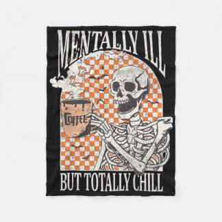Mental Ill, aber Totally Chill Halloween Skelett Fleecedecke