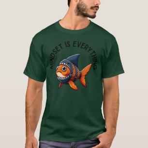 Mentalität Motivationszitat Goldfisch Hai lustig T-Shirt