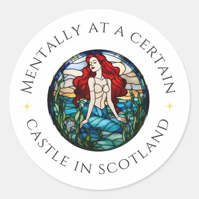 Mentally auf einem Burgfest in Schottland | Aufkle Runder Aufkleber (Vorderseite)