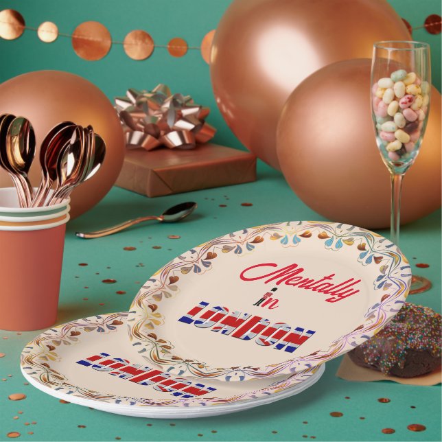 Mentally in London Paper Plate Pappteller (Multi)