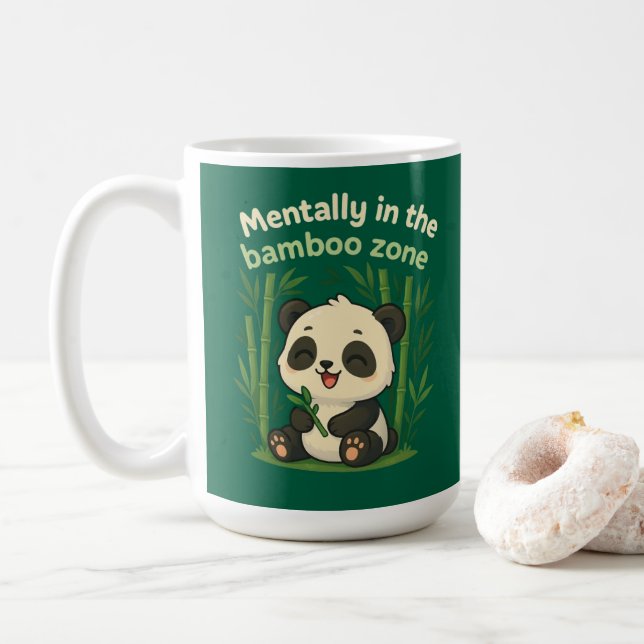 Mentally in the Bamboo Zone – Cute Chibi Panda Mug Kaffeetasse (Mit Donut)