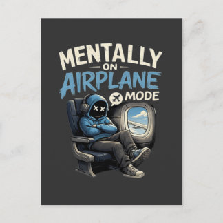 Mentally On Airplane Mode Shirt Funny Anime boy Postkarte