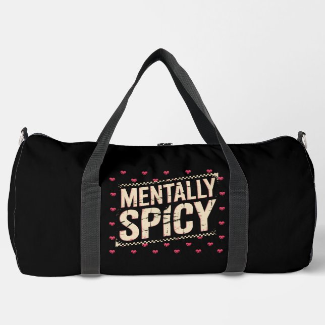 Mentally Spicy Pink Hearts Duffle Bag (Vorderseite)