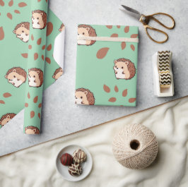 Menthol Green Seamless Igels Wrapping Paper Geschenkpapier