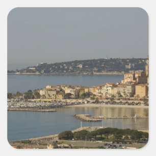Menton, Cote d'Azur, Frankreich. Quadratischer Aufkleber