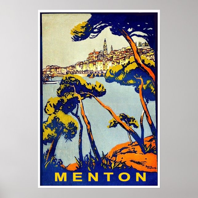 Menton, Côte d'Azur, Frankreich, Vintage Reise Poster (Vorne)