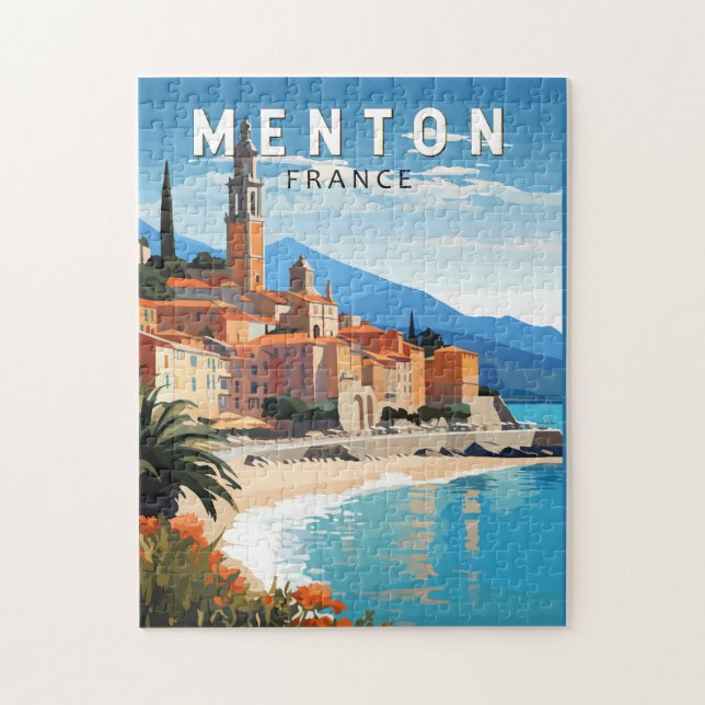 Menton France Travel Art Vintag (Vertikal)