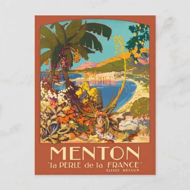 Menton France Vintage Postkarte (Vorderseite)