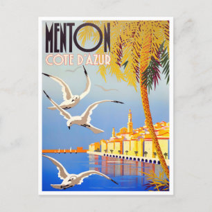 Menton Frankreich Vintage-Reise  Postkarte