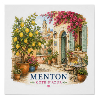 Menton French Riviera - Patio Poster