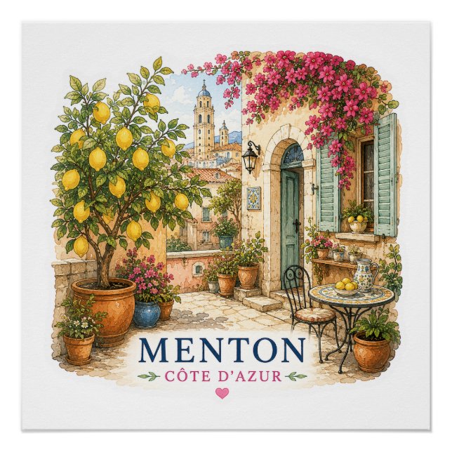 Menton French Riviera  - Patio Poster (Vorderseite)