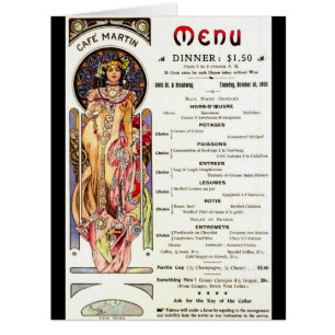 Menu 1903 de New York Café