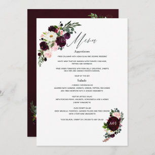 Menu 40e anniversaire du Mariage de Ruby