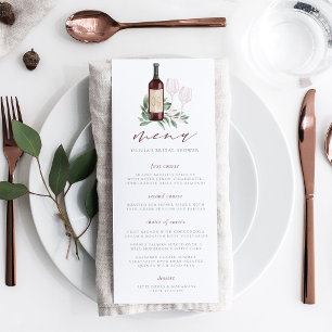 Menu À l'amour Toast au vin Thème de mariage ou douche