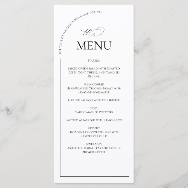 Menu Affiche de bienvenue Mariage d'arche classique bla (Devant)