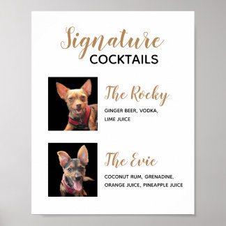 Menu Affiche de Cocktail de Mariage Boissons Signa