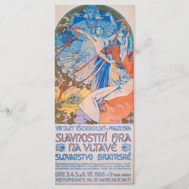 Menu Alphonse Mucha pour Sokol Festival (1926) (Devant)