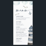 Menü am Meer Menükarte<br><div class="desc">Dieses Menü bietet nautische Aquarelldesigns,  die elegante Typografie ergänzt das Design perfekt. Auf hochwertigem Cardstock gedruckt,  werden unsere Menüs Ihre Gäste begeistern. Es ist ein luxuriöser und unvergesslicher Weg,  um die Gäste zu einer besonderen Feier einzuladen und sich für das Thema Meer zu begeistern. Sammlung: https://www.zazzle.com/collections/seaside_lighthouse_wedding_collection-119409505048810566</div>