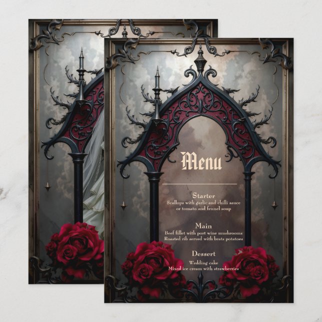 Menu Amour Éternel Gothique  (Devant / Derrière)