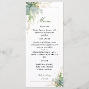 Menu Amour Intemporel Mariage Botanique et Verdure