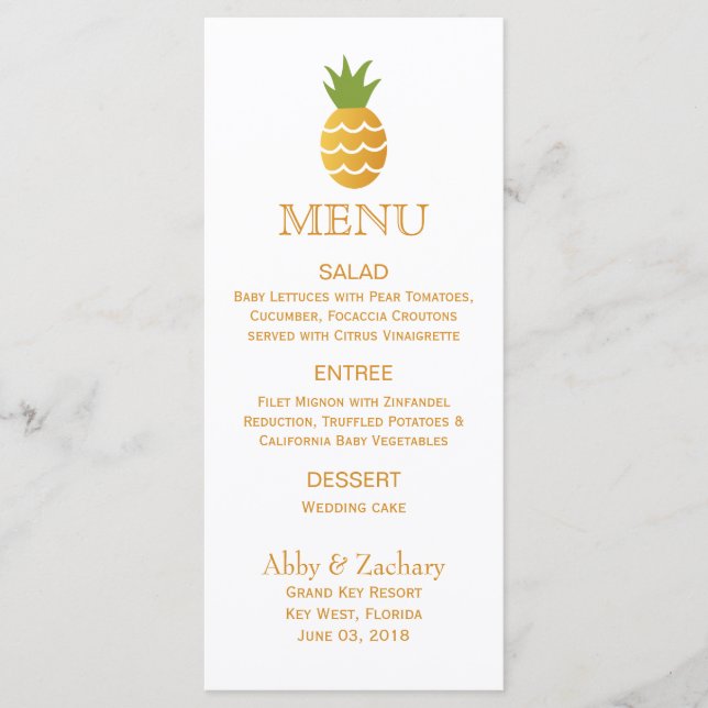 Menu Ananas exotique (Devant)