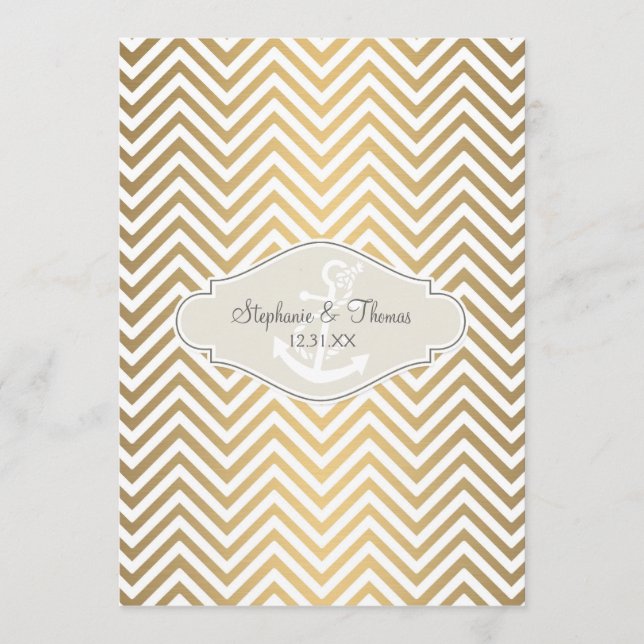 Menu Ancre nautique moderne Preppy Chevron Stripe (Devant)