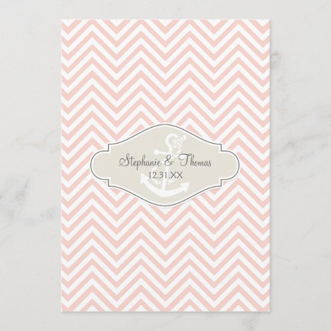 Menu Ancre nautique moderne Preppy Chevron Stripe (Devant)